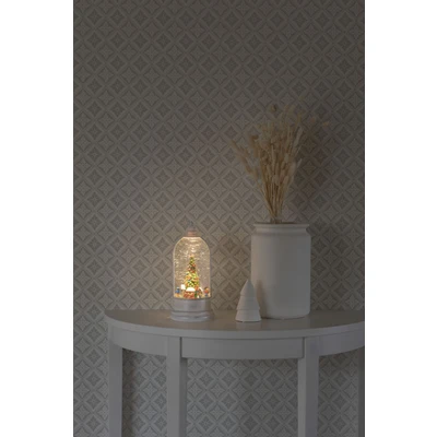 Abbildung von Konstsmide LED Wasserlaterne, weiß,Deutscher Weihnachtsmarkt, rotierend, mit an/aus Schalter, 5h Timer, 1 warm weiße Diode, Innen, 0,1W, Batterie: 3 x C 1,5V (exkl.), 4261 200, Einheitsgröße