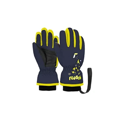Abbildung von Reusch Unisex Baby Kids Angenehm Warme und Winddichte Skihandschuhe Alltagshandschuhe Babyhandschuhe Schnee Schlittenfahren Winter Handschuhe, blau/gelb, I