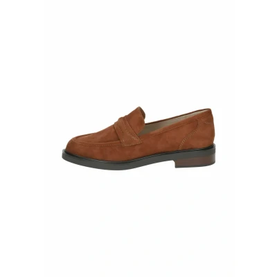 Abbildung von CAPRICE Damen Slipper aus Leder mit Blockabsatz, Braun (Cognac Suede), 40 EU