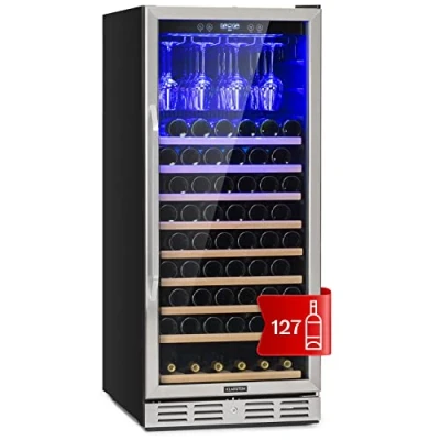 Abbildung von Klarstein Einbau Weinkühlschrank, 1 Zonen Getränkekühlschrank Klein, Kleiner Weinschrank 320L, Wein Kühlschrank Klein mit Glastür, Indoor/Outdoor Flaschenkühlschrank, Wine Fridge 127 Flaschen