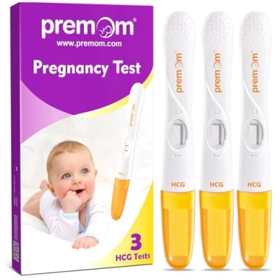 Abbildung von Premom 3 x Schwangerschaftstest Frühtest Frühschwangerschaftstest HCG Pregnancy Test 10mIU/ml with APP, Ultra Early (3HCG Test）
