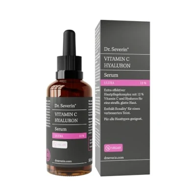 Abbildung von Dr. Severin 12% Vitamin C Hyaluron Serum Ultra 50 ml I hochkonzentriert Gesichtsserum mit Hyaluronsäure Aufhellend, Anti Aging, Falten auch gegen Pigmentflecken und Augenringe Vegan