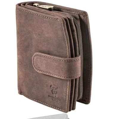 Abbildung von MATADOR Geldbörse Damen Mittelgroß Leder #Valencia mit edler Geschenkbox, Elegante RFID Blocker, Luxus Portemonnaie Viele Kartenfächer, Braun Dunkel