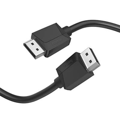 Abbildung von Hama Displayport Kabel 1,5m lang DP 1.2 (Display Port Cable Ultra HD 4k @ 120 Hz, Monitorkabel mit Kunststoffmantel, zu Verbindung von PC/Notebook Monitor, TV oder Beamer)