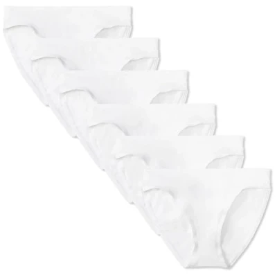 Abbildung von Amazon Essentials Damen Bikinihose aus Baumwolle (in Übergröße erhältlich), 6er Pack, Weiß, 44