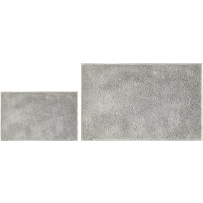 Abbildung von andiamo Badematte rutschfest Florida Badezimmerteppich weich und flauschig Badteppich waschbar Duschvorleger Badvorleger für Badezimmer 2er Set 40 x 60 cm + 100 grau