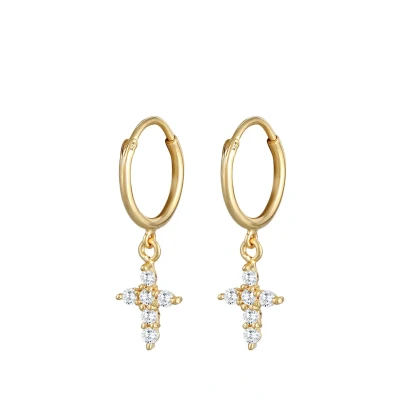 Abbildung von Elli Classic Cross Ohrringe goldcoloured, Damen, Größe: One Size, Gold coloured