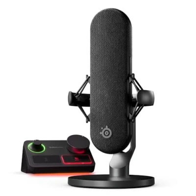 Abbildung von SteelSeries Alias Pro Kit XLR Mikrofon + Stream Mixer 3 Mal größere Kapsel fürs Gaming, Streaming und Podcasting USB/XLR Schnittstelle Benutzerdefinierte Steuerung RGB Einzel oder Dual PC