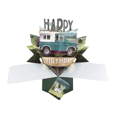 Abbildung von Happy Birthday Jeep Pop Up Grußkarte Original Second Nature 3D Karten