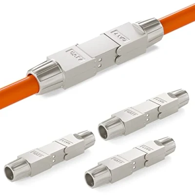 Abbildung von HB DIGITAL 4x Cat.7 LSA werkzeugloser Netzwerkkabel verbinder CAT 7 STP feldkonfektionierbare Kupplung Adapter Verlängerung für LAN Verlegekabel Ethernet Installationskabel