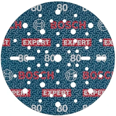 Abbildung von Bosch 50x EXPERT O780 Folienschleifscheibe, 150 mm (für Hartholz, Farbe auf Holz, Ø mm, Körnung 80, Professional Zubehör Exzenterschleifer)