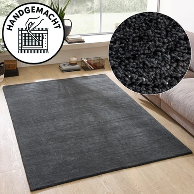 Abbildung von OTTO home Wollteppich "Gabbo Natur, Handgefertigt, Teppich, reine Wolle, meliert" rechteckig 14 mm Höhe Uni, Wohnzimmer, Schlafzimmer, Esszimmer