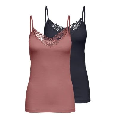 Abbildung von ONLY Onlkira LIFE Singlet 2 PACK Top, Damen, Größe: XS, Night sky/withered rose
