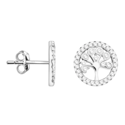 Abbildung von SOFIA MILANI Damen Ohrringe 925 Silber mit Zirkonia Steinen Lebensbaum Ohrstecker 20557
