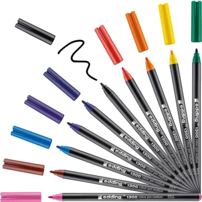 Abbildung von edding 1300 Fasermaler medium mehrfarbig 10 Stifte Rundspitze 2 mm Filzstift zum Zeichnen und Schreiben für Schule, Mandala, Bullet Journal