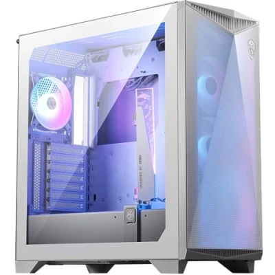 Abbildung von MSI MPG GUNGNIR 300R Airflow White Mid Tower PC Gehäuse E ATX Kapazität, Grafikkartenständer, schaltbare Halterung, ARGB PWM Lüfter, Staubfilter, Kabelführung, USB 3.2 Gen 2x2 Typ C
