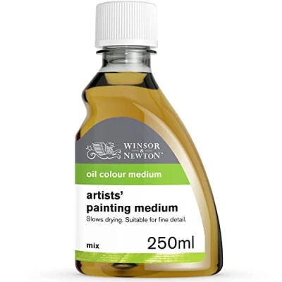 Abbildung von Winsor &amp; Newton 3039734 Ölmalmittel, Künstler Malmittel aus Leinöl Standöl Terpentinersatz, Verdünnt die Konsistenz der Farbe und verbessert das Fließvermögen Transparenz 250 ml Flasche
