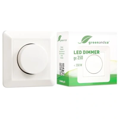Abbildung von greenandco® gc 350 Unterputz LED und Halogen Dimmer 1 Watt, für Wechselschaltungen geeignet, mit Boost Funktion, weiß