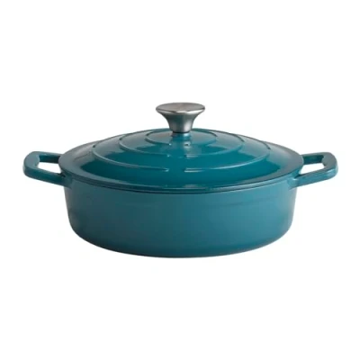 Abbildung von APS 88312 Bräter mit Deckel &quot;5 STARS&quot;, Gusseisen, induktionsgeeignet, ofenfest, inkl. Deckelhalter, Ø 25 cm, 2,5 Liter, türkis