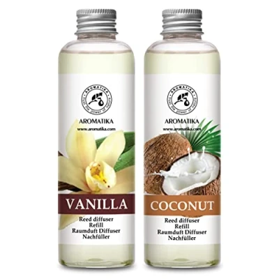 Abbildung von Raumduft Nachfüllflasche Vanille und Kokos 2 x 200 ml Nachfüller für Duftdiffusor Intensiv Aroma Natürlich Raumlufterfrischer fur Zuhausem Exotischer Duft diffuser
