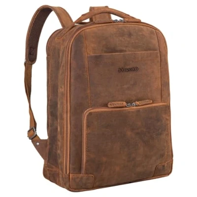Abbildung von STILORD XL Herren Businessrucksack aus Leder braun 15 17 Zoll großer Arbeitsrucksack Männer Laptop Rucksack Vintage Office Bag Echtleder &#039;Harlow&#039;