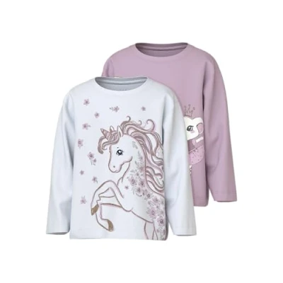 Abbildung von Name it Nmfvaliane 2 PACK Langarmshirt für Kinder, Größe: 98, Winsome orchid