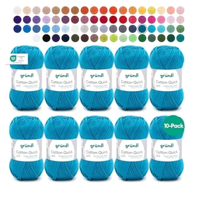 Abbildung von Gründl Cotton Quick Uni Strickgarn/Häkelgarn, 10 x 50g, Petrol