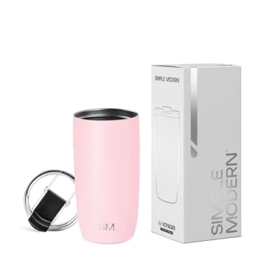 Abbildung von Simple Modern Thermobecher Kaffeebecher to go mit Klappdeckel Isolierter Edelstahl Geschenke für Frauen und Männer Voyager 470ml Blush