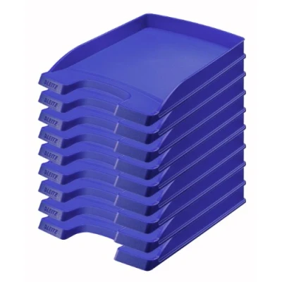 Abbildung von Leitz Briefkorb Flach A4, 10er Pack, Briefablage in Premium Qualität, Stapelbares Ablagefach als Schreibtisch Organizer, Kombinierbar mit Plus Serie, Blau, 52370035