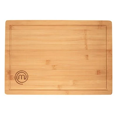 Abbildung von MasterChef Schneidebrett Holz, Holzbrett Küche mit Saftrille, Natürlich, Nachhaltig, 39cm x 27cm 3cm, Extra Dick, Holzfarben