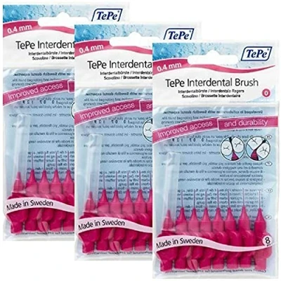 Abbildung von TePe Interdentalbürsten Original pink 0,4 mm, 3er Pack (3 x 8 Stück)