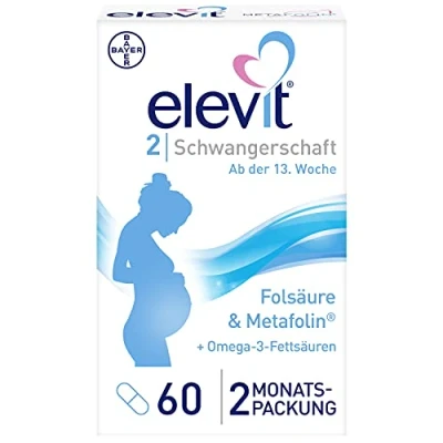 Abbildung von Elevit 2 Schwangerschaftsvitamine für Mutter und Kind Vitamine, Mineralstoffe &amp; Omega 3 Fettsäuren ab der 13. Schwangerschaftswoche 1x 60 Kapseln