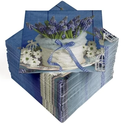 Abbildung von HEKU 100 Servietten, 3 lagig, 33x33cm I Saugstark und praktisch verpackt Ideal für Hochzeiten, Jubiläen besondere Anlässe, Hyazinthen