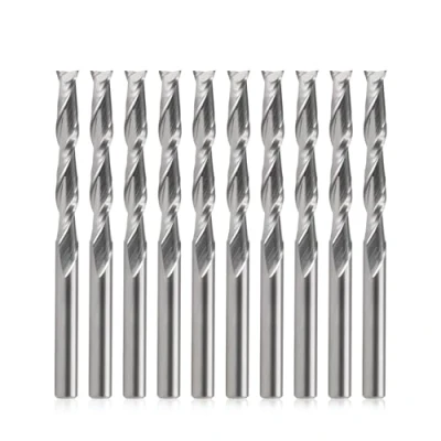 Abbildung von EU_HOZLY 3.175X3.175X22mm Zwei Flöten VHM Micro End Fräser CNC Holz Gravierwerkzeuge Spiral Router Bits Packung mit 10