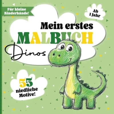 Abbildung von Kritzelbuch Dino ab 1 Jahr Liebevoll gestaltetes Malbuch für Kleinkinder Erstes Ausmalbuch Mit großen Dinosauriermotiven zum Kritzeln und Ausmalen ... Motorik Pädagogen entwickelt