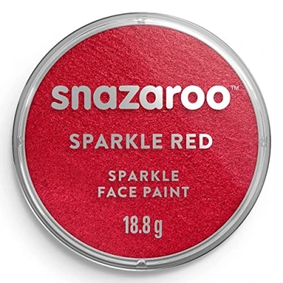 Abbildung von Snazaroo 1118550 Kinderschminke, hautfreundliche hypoallergene Gesichtschminke auf Wasserbasis, wasservermalbar, parabenfrei, 18ml Topf Rot schillernd