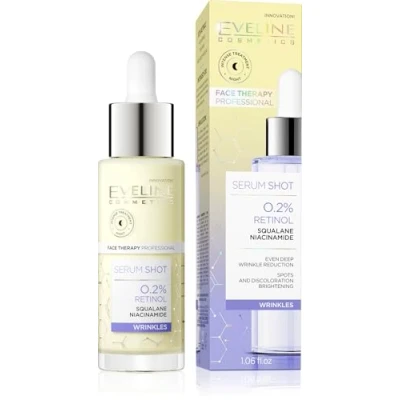 Abbildung von Eveline Cosmetics Serum Shot Anti Falten Behandlung mit 0,2% Retinol für Gesicht, Hals &amp; Dekolleté Face Therapy Professional