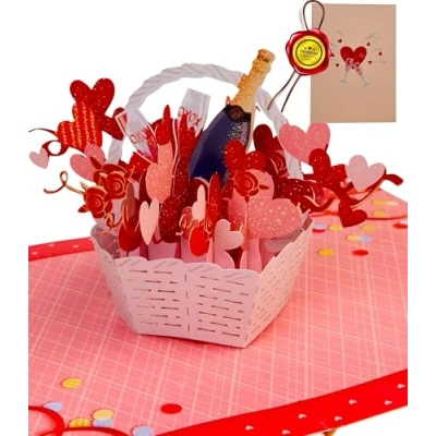 Abbildung von Liebessa 3D Pop Up Karte Liebeskorb So sagen Sie I Love You Liebeskarte zum Hochzeitstag, Jahrestag, Geburtstag, Valentinstag, Verlobung, Grußkarte