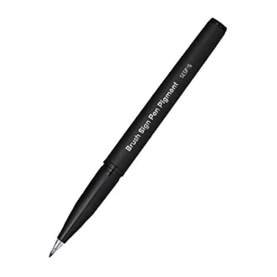 Abbildung von Pentel SESP15 AX Brush Sign Pen Pigment mit pigmentierter Tinte, Faserschreiber, pinselähnliche Spitze, schwarz, 1 Stück