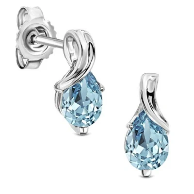 Abbildung von Miore Ohrringe Damen tropfen Ohrhänger mit Edelstein/Geburtsstein Topas in blau aus Weißgold 9 Karat / 375 Gold, Ohrschmuck