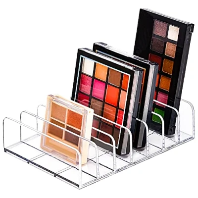 Abbildung von JessLab Eyeshadow Palette Makeup Organizer, Acryl 7 Section Divided Make up Organizer und Lagerung für Bad Eitelkeit Arbeitsplatte, Transparent, L