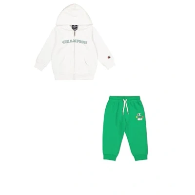 Abbildung von Champion Legacy Play With Graphics TD (306915) Ultraleichter Powerblend Fleece Anzug mit Kapuze, mehrfarbig Weiß/Hellgrün (WHT/CGL), 12 Monate (80), Jungen FW24