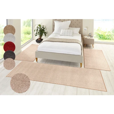 Abbildung von Hanse Home Pure Teppich Bettumrandung 3 teilig Bettvorleger Bettläufer Teppichläufer Kurzflor Einfarbig Unifarben Läufer Set für Kinderzimmer Schlafzimmer, Taupe Creme, 2X 70x140cm 1x 70x240cm