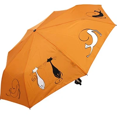 Abbildung von Doppler Mini Taschenschirm Auf Zu Automatik Cats Friends Orange