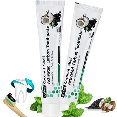 Abbildung von Aktivkohle Zahnpasta Schwarze Natürliche Zahnaufhellung Kokosnuss Zahncreme Kohle Charcoal Toothpaste für Weiße Zähne 2Stück