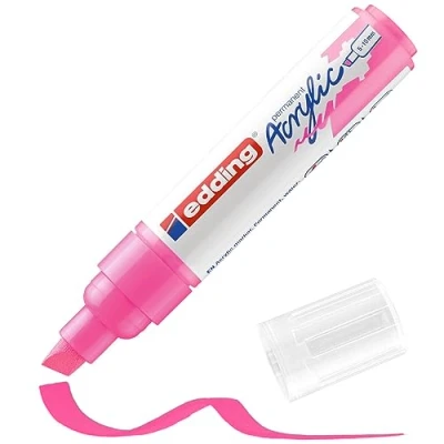 Abbildung von edding 5000 Acrylmarker breit neon pink 1 Acrylstift wasserfest breite Keilspitze 5 10 mm Acryl Farben zum Malen auf Leinwand, Malpapier und Holz Acrylstifte für Steine