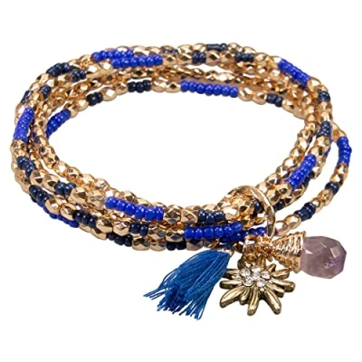 Abbildung von Alpenflüstern Trachten Perlenarmband Edelweiss Sommer Damen Trachtenschmuck, elastische Armkette, (blau) DAB081