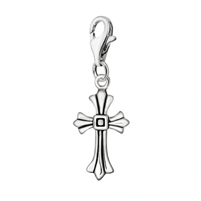 Abbildung von Quiges Charm Anhänger Schwarz Zirkonia 3D Keltisches Kreuz 925 Silber mit Karabinerverschluss für Bettelarmband