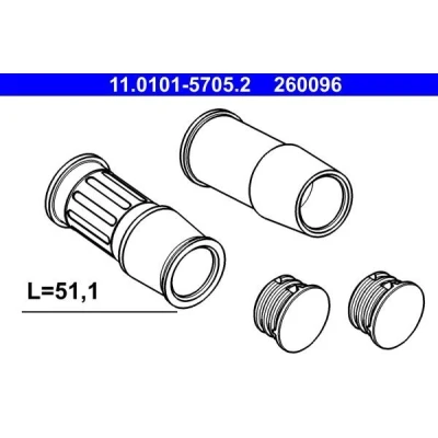 Abbildung von ATE 11.0101 5705.2 Führungshülsensatz, Bremssattel VOLKSWAGEN: Transporter 4 Bus, 4, Sharan I, SEAT: Alhambra I