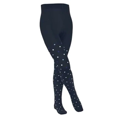 Abbildung von FALKE Unisex Kinder Strumpfhose Multidot K TI Baumwolle dick gemustert 1 Stück, Blau (Space Blue 6116) neu umweltfreundlich, 134 146